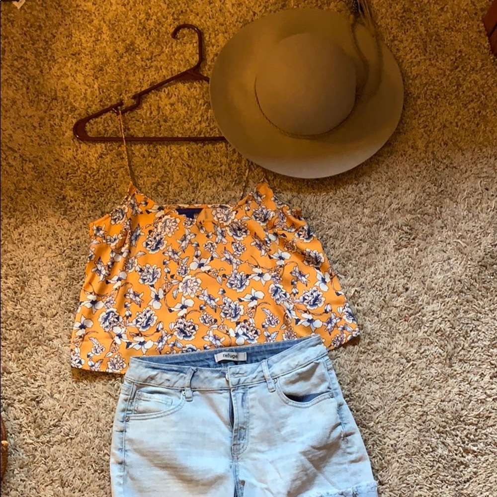 Yellow and blue floral tank top